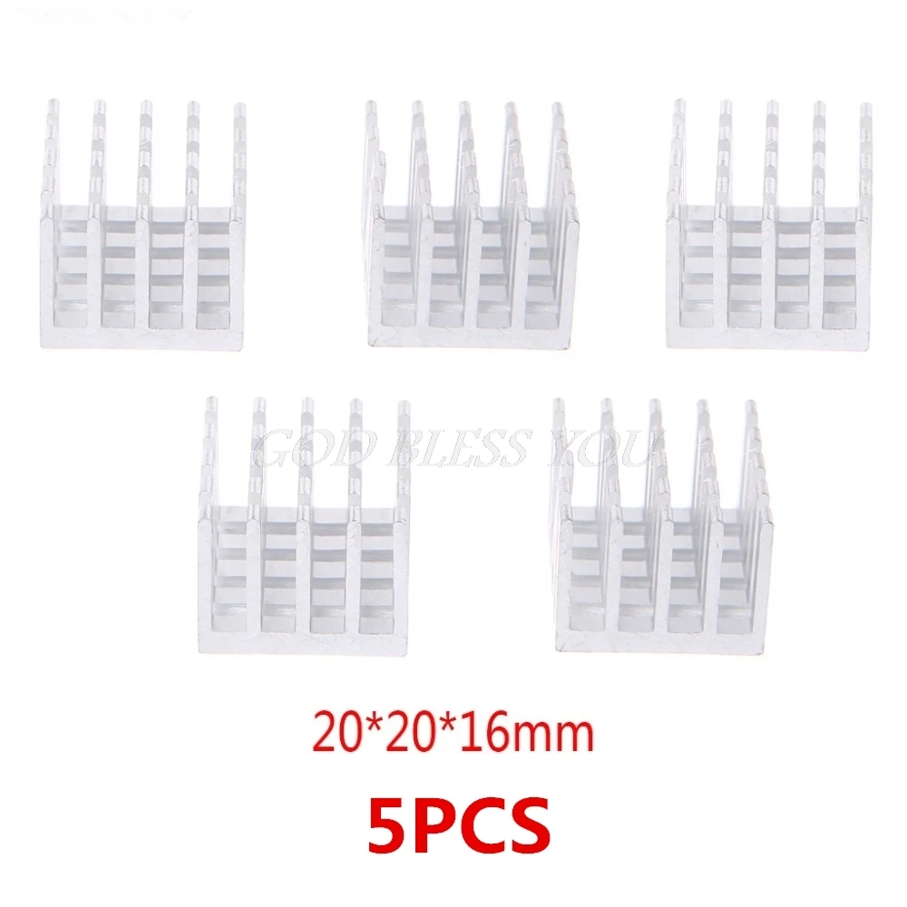 

5 Pcs/Set 20*20*16mm Aluminum Heatsink Block Computer Electronic Chip Cooling