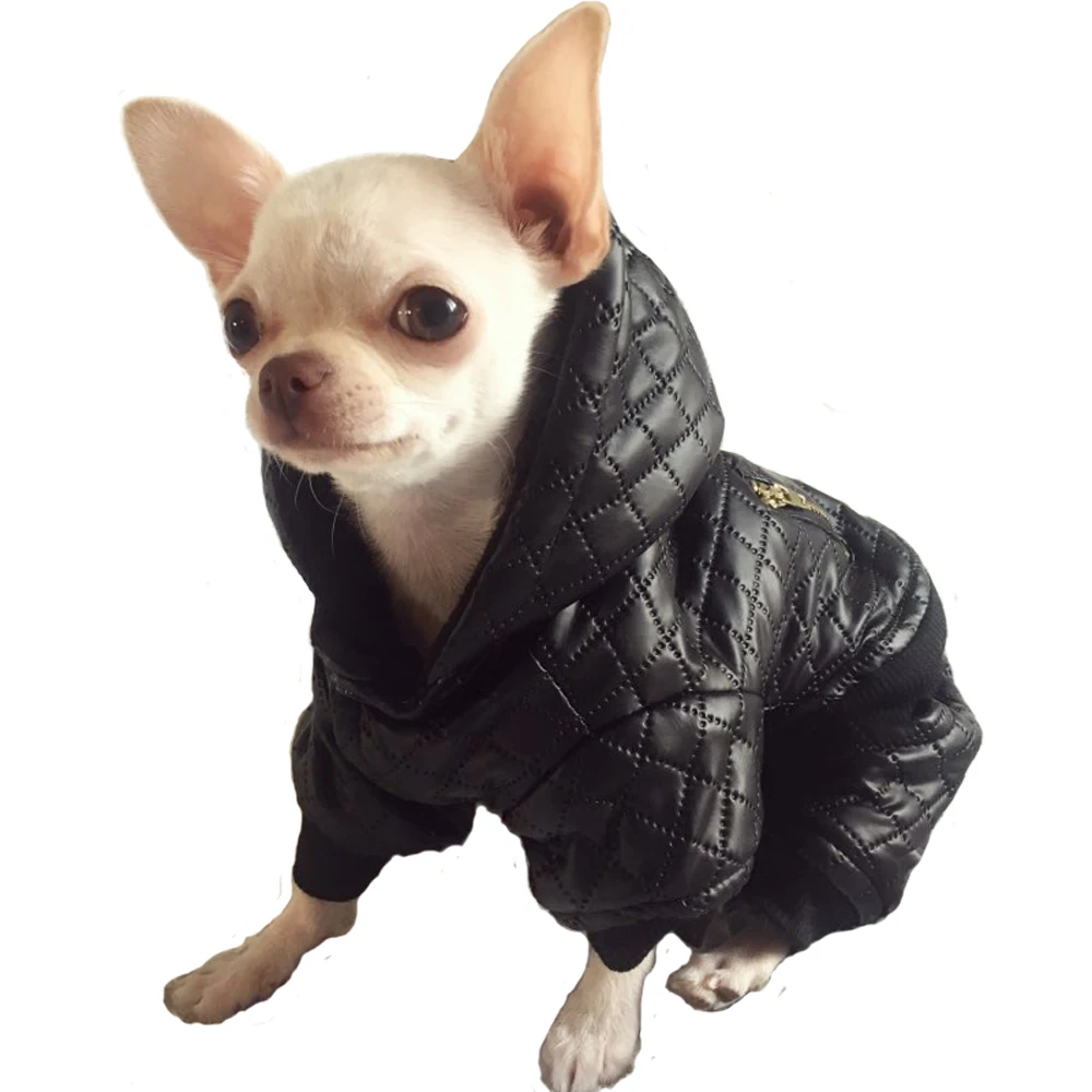 Meilleur Imperméable à l eau petit Pet chien vêtements hiver chien combinaison quatre jambe manteau à capuche veste chien salopette Chihuahua Yorkie chiot vêtements
