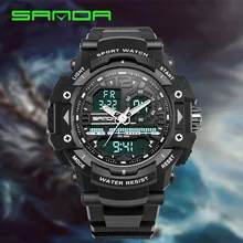 Спортивные Часы Двухместный Дисплей холодный свет электронный Водонепроницаемый Для мужчин S спортивные часы Для мужчин erkek коль saati Relogio Masculino часы часы мужские часы-мужскиечасы мужские наручные