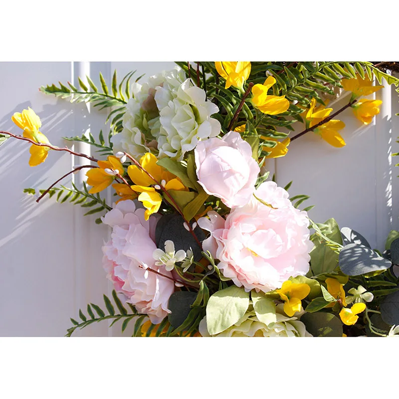 Венок из искусственных цветов Весенний сад пион искусственный висячий цветочный венок для дома дверь Настенный декор