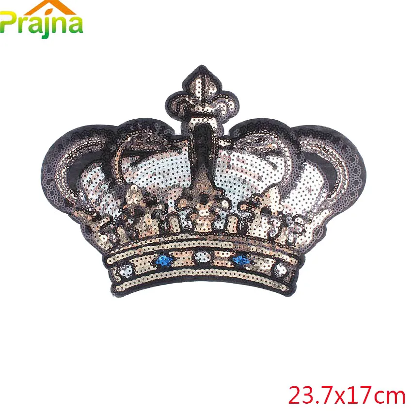 Prajna большая корона патчи для одежды с блестками вышитый значок мультяшная одежда