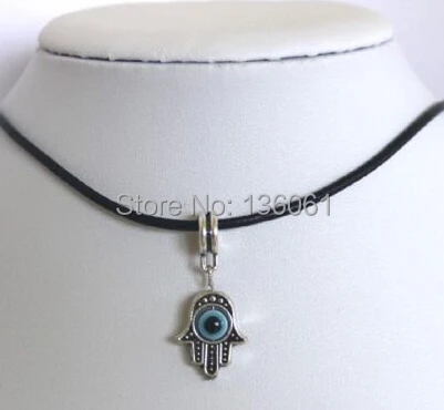 Винтажное серебряное ожерелье Hamsa of Fatima кулон Древо жизни кожаное с зубом