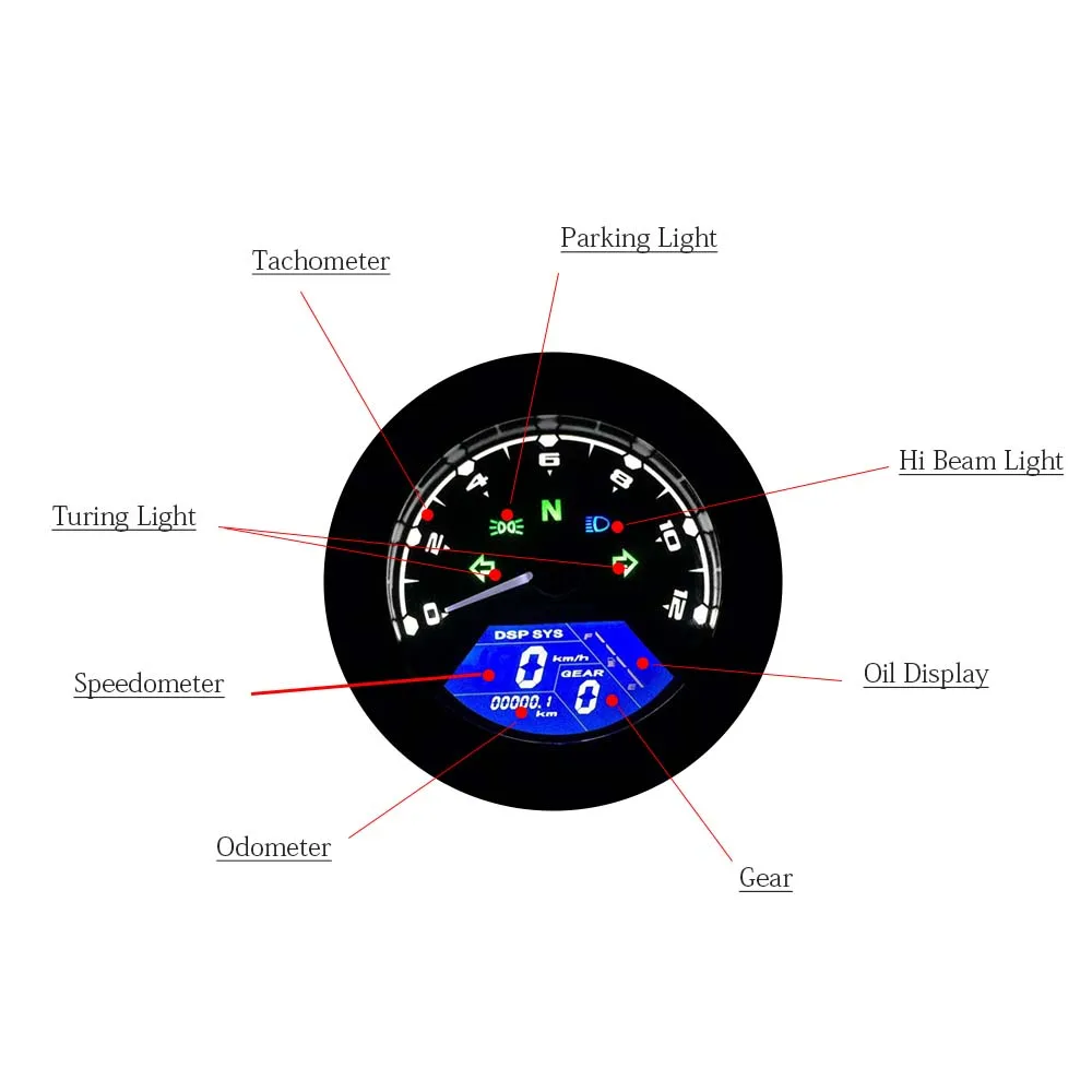 Подходит для 1-4 цилиндров Универсальный цифровой мотоцикл скорость метр одометр Techometer датчик двойной скорости ЖК-экран