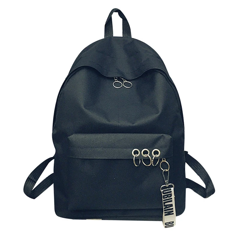 

Women Backpack Feminima Sac A Dos School Backpack Teenager Girls Canvas Ring Black Fashion High Quality Mochila New Bolsas