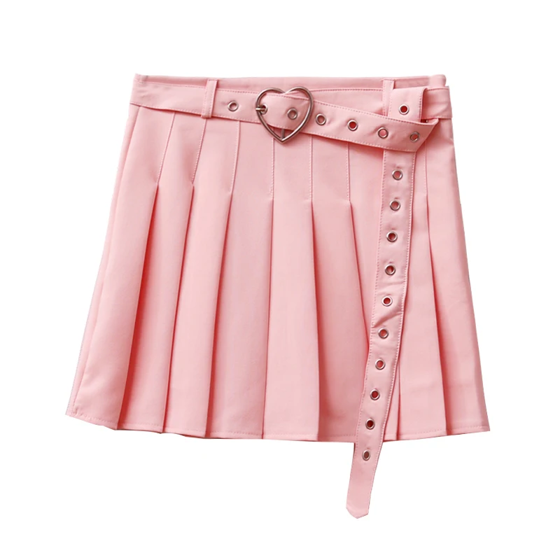 Сексуальная мини-бейсбольная юбка+ ремень в форме сердца летние женские юбки в Корейском стиле шорты опрятная школьная плиссированная юбка для Лолиты