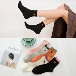 Harajuku Носки для девочек для Для женщин Весна-осень-зима модные хлопковые носки для полусапожки Кот Цветной девушка Носки для девочек