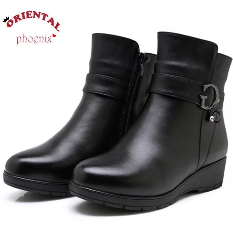 

Winter low boot 2016 genuine leather wool boots Mother snow soft bottom non-slip warm Short boots women shoes winter boots