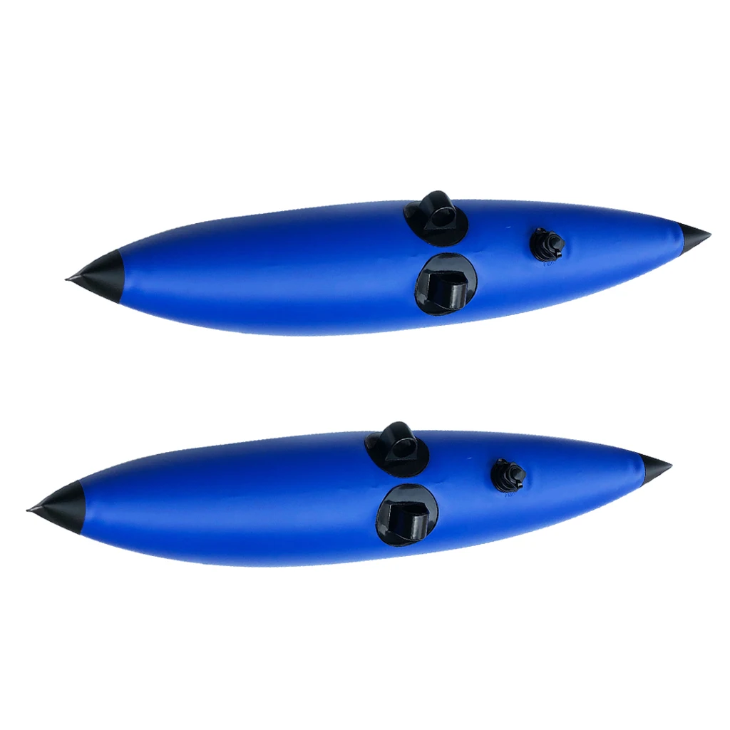 2 Pieces Heavy Duty Durable Blue PVC Kayak Canoe Fishing Standing Inflatable Outrigger Stabilizer Float Gear Accessories 90x28cm