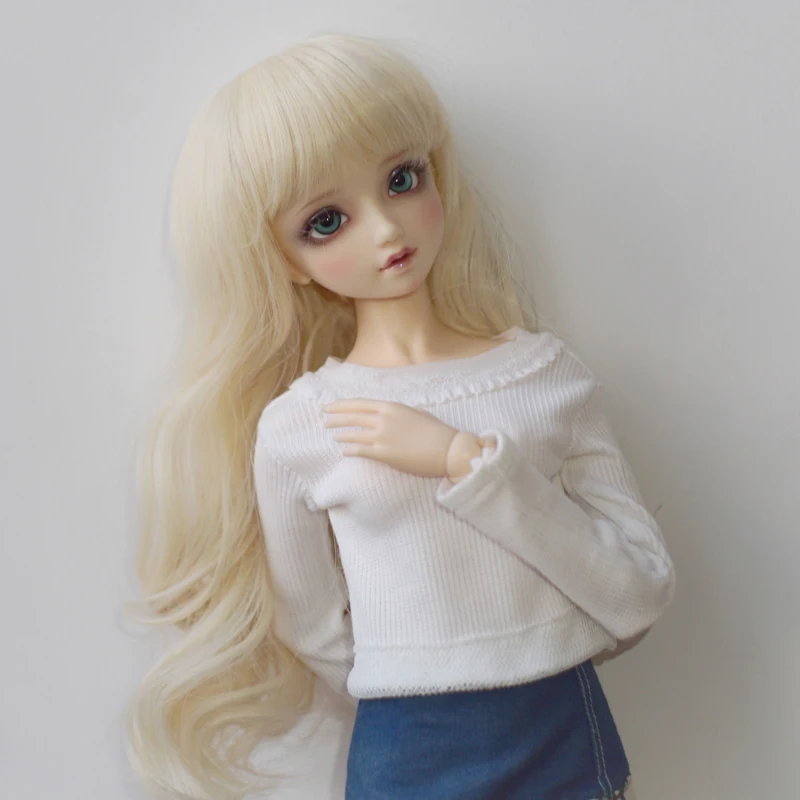 

Bjd Кукла SD кукла 1/3 1/4 1/6 женская кукла челка светильник лый блонд длинные вьющиеся волосы для куклы Размер 18-19 см