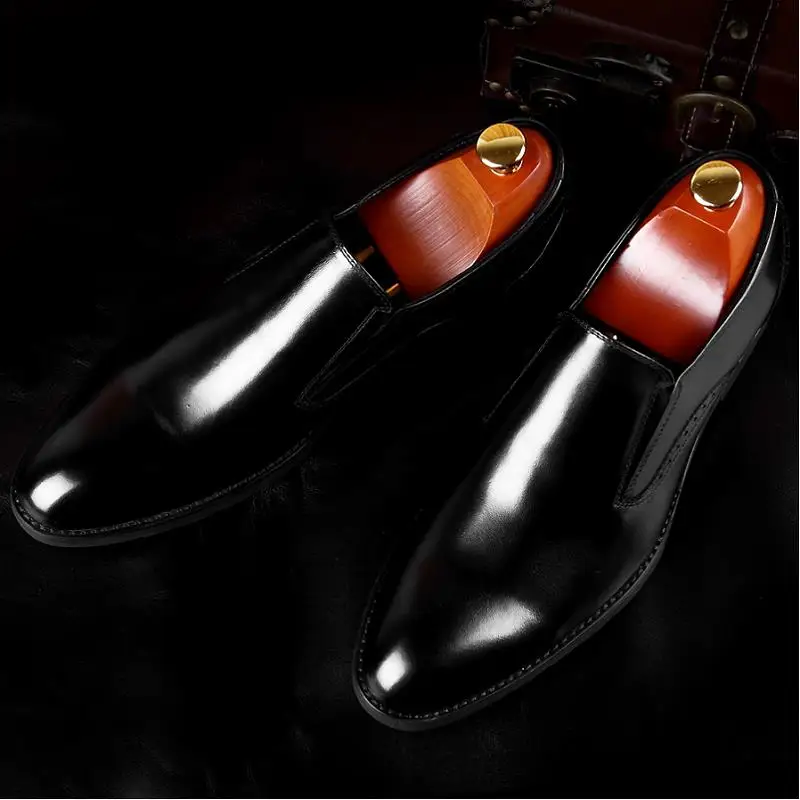 Masculino Negócios Mycoron Um Confortáveis Preto Couro Preguiçosos Socia Quality Handmade Bicudos De Top marrom Genuíno Pedal Sapatos Vestido S6S7H
