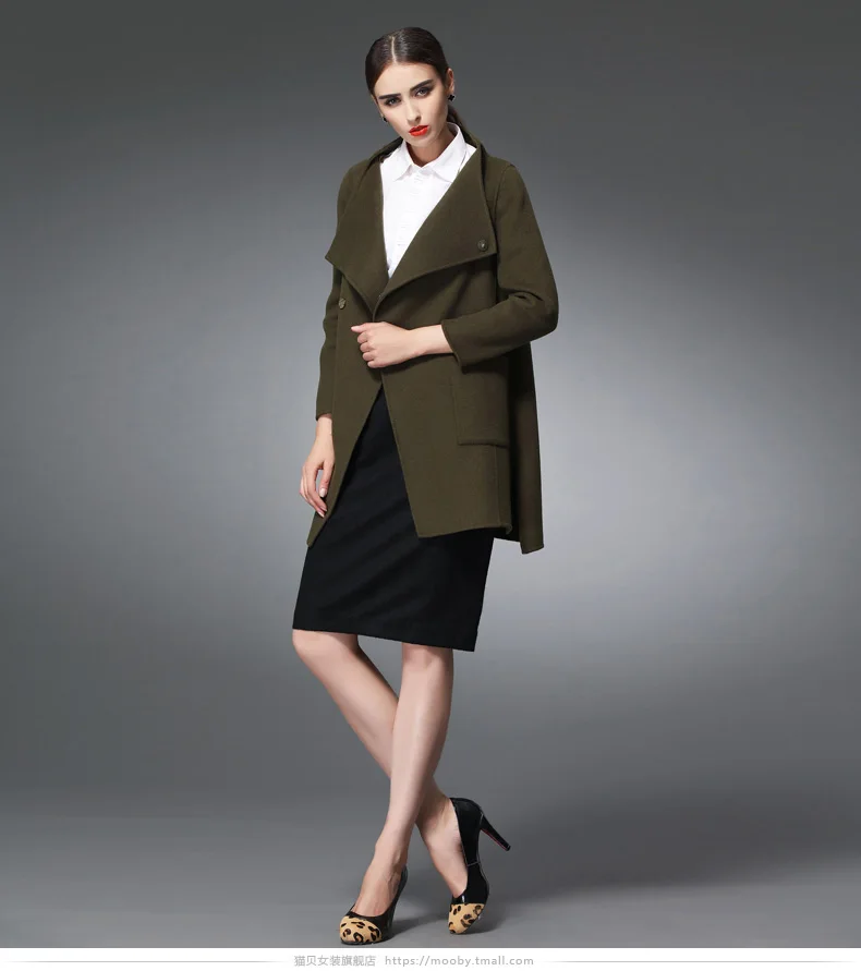 

2019handmade double-sided cashmere coat was thin wild solid color A-line coat big yards new hot