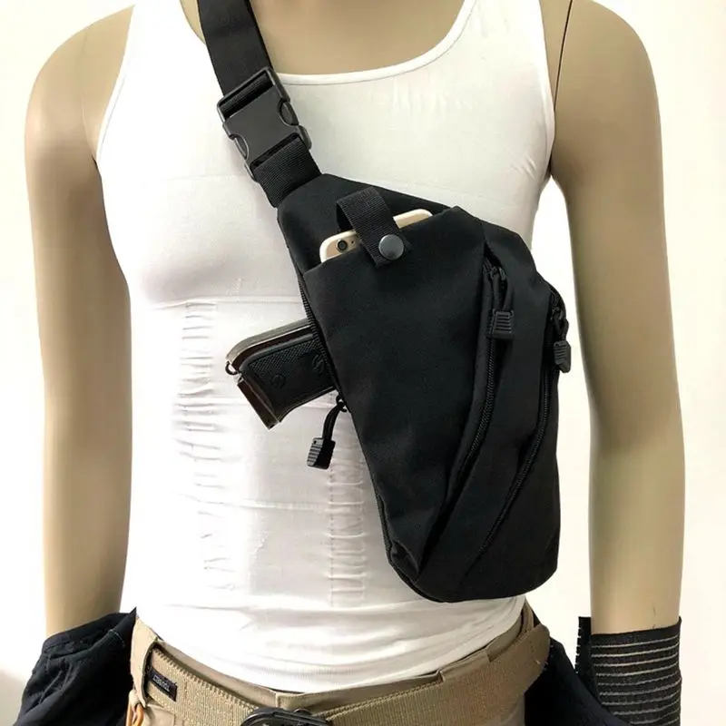 Многофункциональная Мужская нагрудная нейлоновая тактическая сумка на плечо, левая/правая сумка на плечо, скрытая сумка для переноски, тактическая сумка для хранения оружия