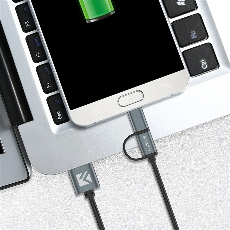 FLOVEME QC3.0 2 в 1 Micro usb type-C кабель для быстрой зарядки для Xiaomi mi8 пружинный usb type-c кабель для huawei samsung 2.8A