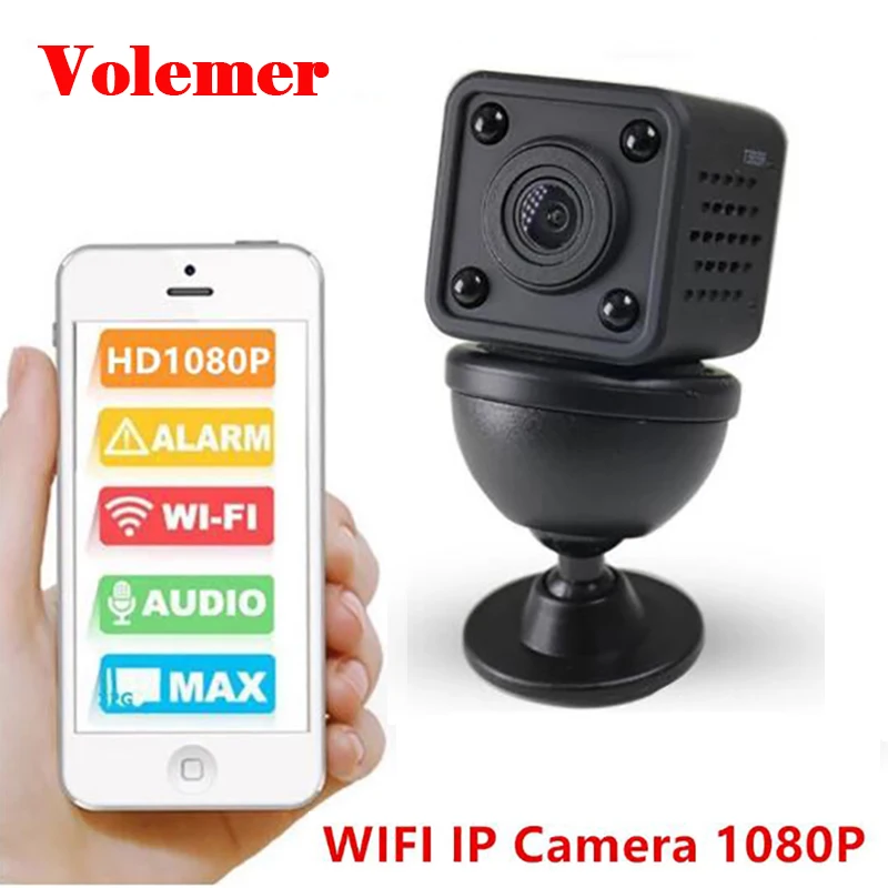 Мини IP камера Volemer Wi Fi Full HD 1080P инфракрасная ночная версия датчик движения