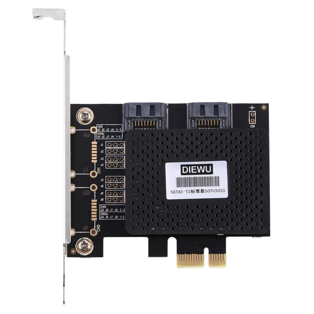 DIEWU PCIe 1X до 2 SATA 3 плата расширения с ASM1061 адаптер чипа конвертер