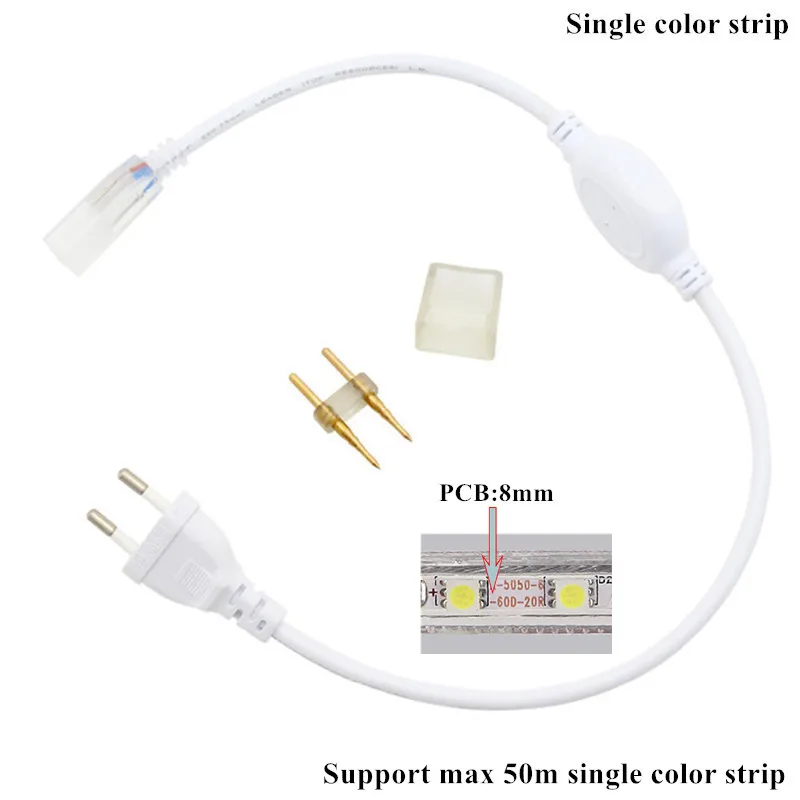Цельнокроеное платье 220V штепсельная вилка европейского стандарта Мощность контроллер питания освещения трансформатор для SMD 3014 5050 2835 5630 RGB один цвет Светодиодные ленты - Испускаемый цвет: Single color 8mm PCB