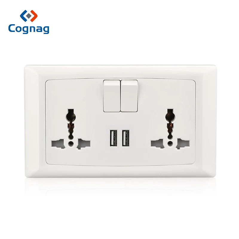Wall Power Socket Double Universal 5 Hole Switched Outlet dual usb wall socket double 2.1A with indicator 146mm*86mm | Обустройство