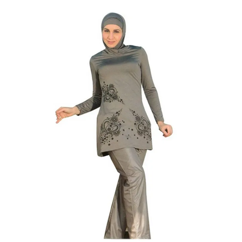 2019 Plus Size Muslim Swimwear Women Modest Patchwork Full Cover 
