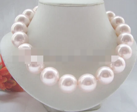 

FREE SHIPPING>>>@@ > 0440 pink perfect round south sea shell pearl necklace