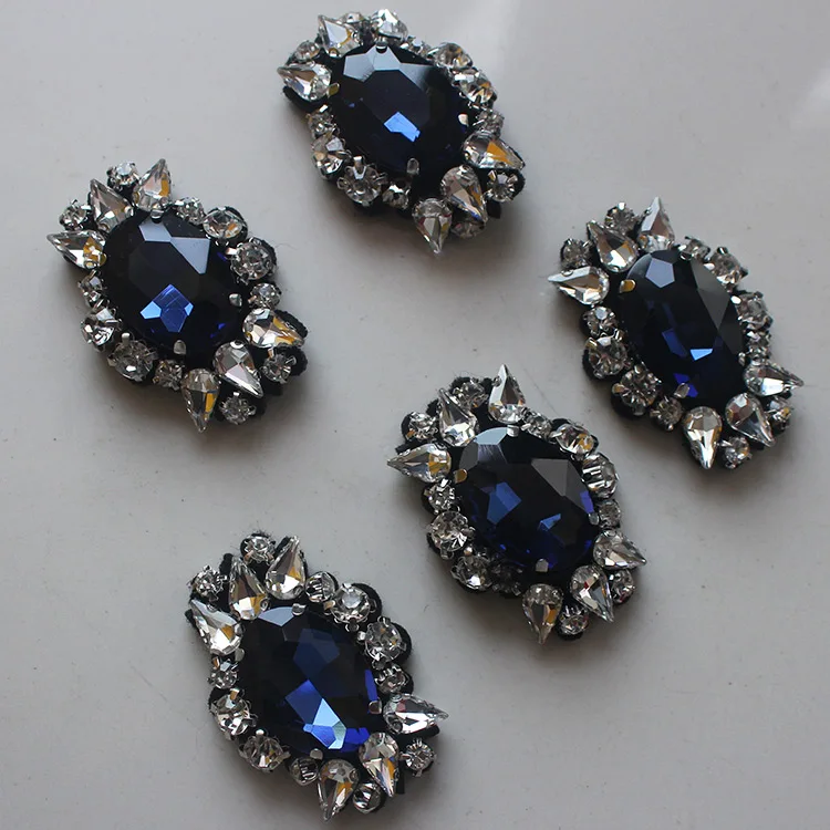 

Sapphire beaded rhinestone crystal sequins patches applique Collar Bags garment accessories decoration sewing on patch Apparel