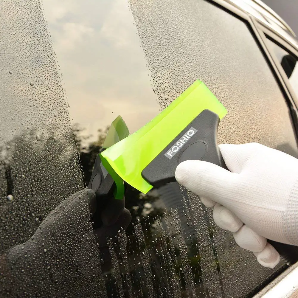 FOSHIO Handle Silicone Glass Water Wiper Squeegee with Spare Rubber Blade Ice Scraper Window Car Snow Cleaning Tool Auto Tinting