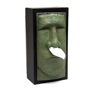 

1 Piece Easter Island Head Sir Tissue Box Easter Island Stone Statue Knight Head Tiki cover Creative Home Office Tissue Holder
