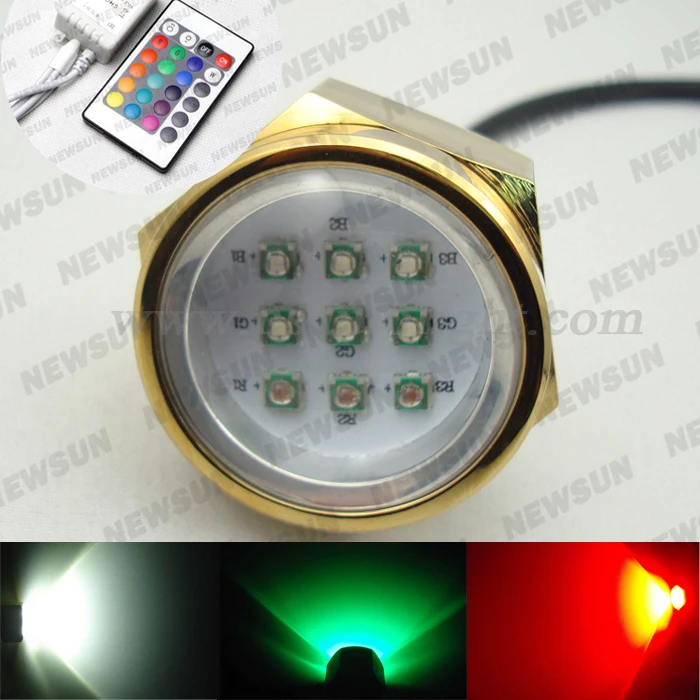 Super bright 27W RGB LED Underwater Drain Plug Light Multi color ip68