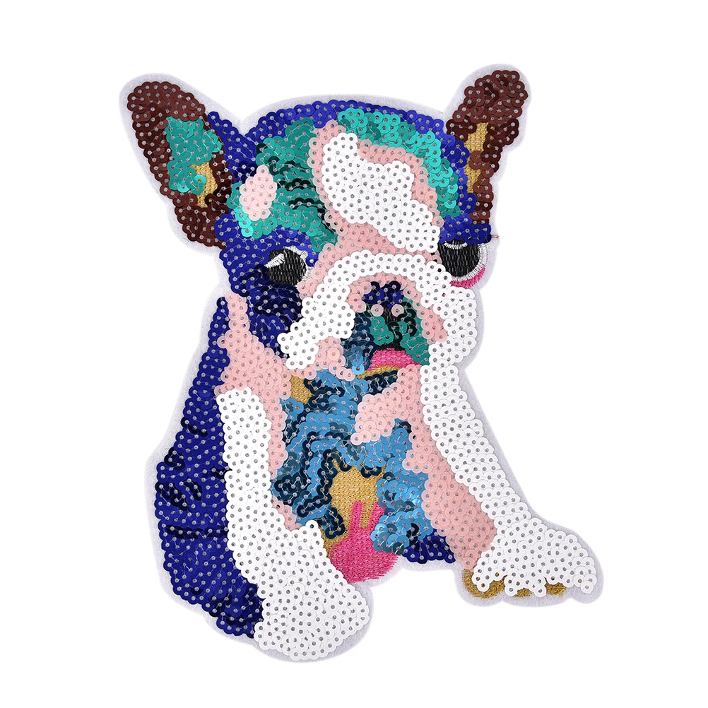 

Lovely Applique fashion embroidered Dog Sequin Patch paillettes fabric clothes Patch decoration