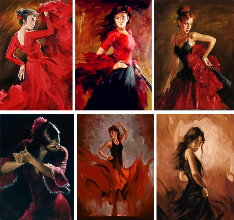 Modern Abstract Painting Woman Portrait Canvas art Spanish Dancer Tango