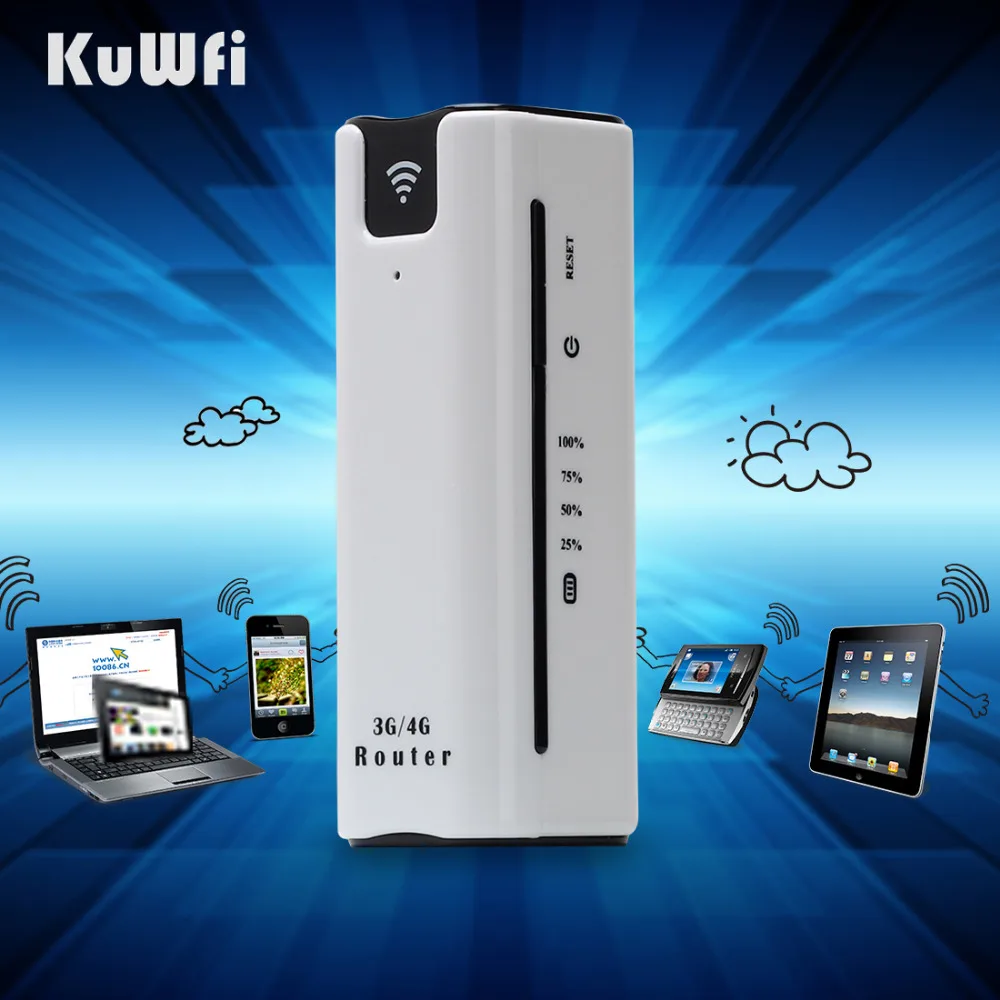 KuWFi 21 6 Мбит/с разблокированный Открытый Дорожный 3G Wifi роутер беспроводной умный