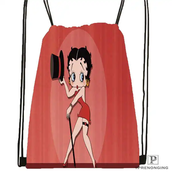 Пользовательские BETTY-BOOP-STANDARD Drawstring сумка-рюкзак милый рюкзак детский Ранец (черный назад) 31x40 см #2018612-01-24