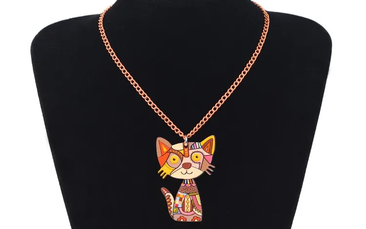 Bonsny, Брендовое акриловое ожерелье с котом, серьги, ювелирный набор, колье, воротник, модное ювелирное изделие,, новинки для женщин, девочек, детей