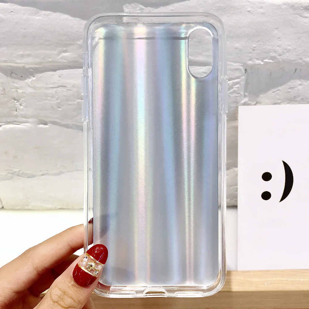 KIPX1122_2_JONSNOW Aurora Shining Laser Phone Case for iPhone 6 6S 7 8 Plus X XS XR XS Max Glossy Soft Silicone Case Back Cover Capa Coque Fundas