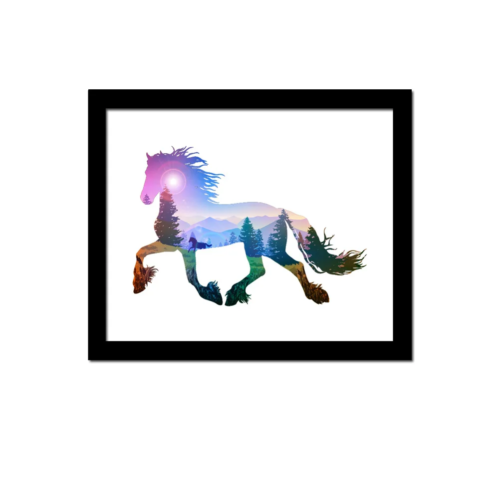 Unframed Modern Printed Cartoon Running Horse Oil Painting Picture Poster Decoracion Canvas Wall Art Kids Bedroom Living Room | Дом и сад