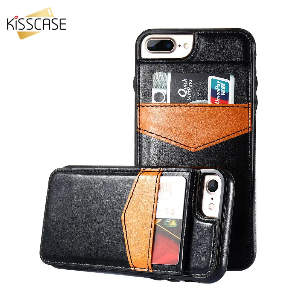 

KISSCASE Leather Case For iPhone 6 6S Plus Silicone Cases Business Card Slot Shockproof 6 6S Capinhas For iPhone 6 6S Plus Coque
