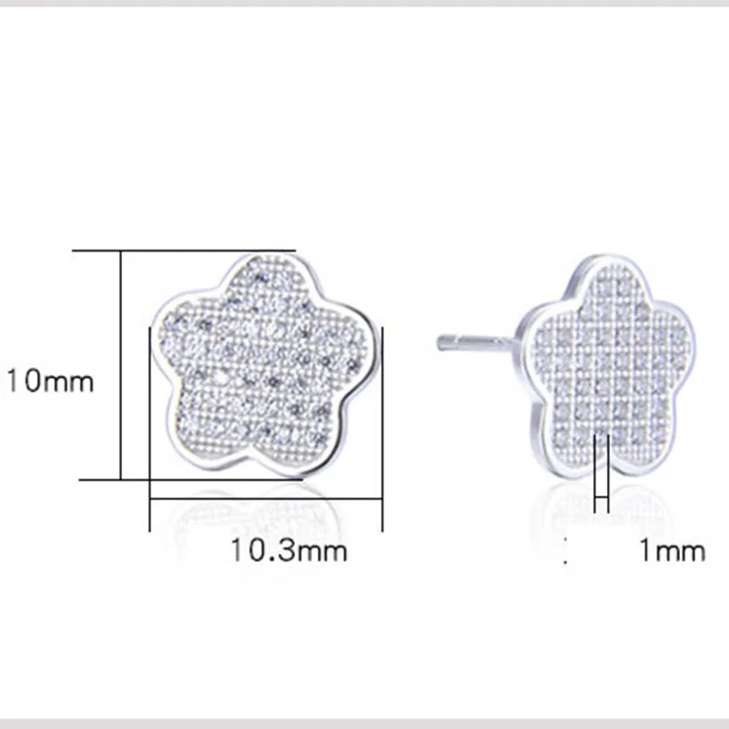 Свежие модные женские 925 пробы серебряные ювелирные изделия сливы серьги-гвоздики цветы циркониевые серьги серебряные серьги для девочек
