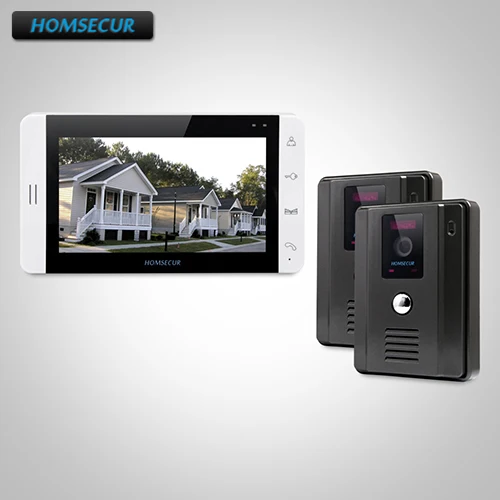 

HOMSECUR 7" Video Door Entry Phone Call System+Black Camera for Home Security 2C1M:TC011-B Camera(Black)+TM703-W Monitor(White)