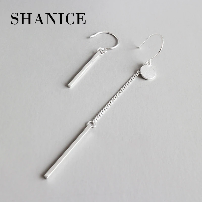 

SHANICE 100% 925 Silver Simple Strip Bar Long Line Chain Drop/Dangle Earrings Fashion Jewelry Christian Tassel Dangle Ear Line