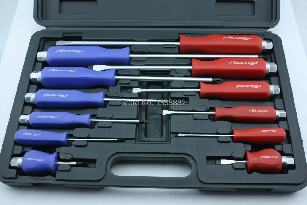 12 PC HEAVY DUTY ENGINEERS MECHANICS SCREWDRIVER SET HEX BOLSTERS TOP CASE KEYin Screwdriver