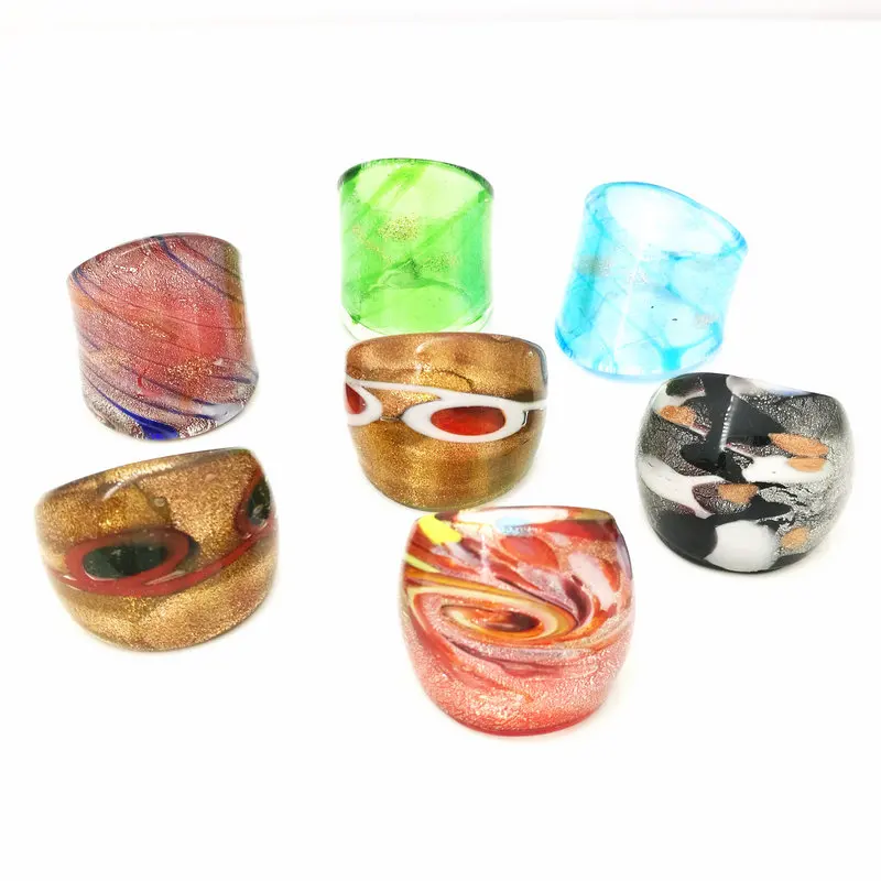10 шт. кольца из муранской фольги 17 19 мм|colorful ring|gold goldring color |