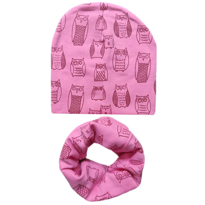 Новинка года, весенне-осенне-зимняя шапка для малышей, вязаная крючком Детская шапка для мальчиков и девочек, шапочки для малышей, детские шапки, шарф, ошейники - Цвет: rose pink owl