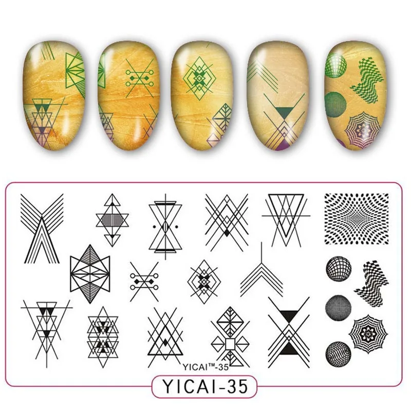 

12*6cm Rectangle Nail Stamping Template Geometry Flower Leaf Design Manicure Nail Art Image Plate Tools