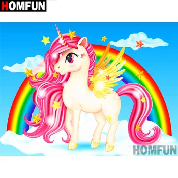 

HOMFUN Full Square/Round Drill 5D DIY Diamond Painting "Rainbow horse" 3D Diamond Embroidery Cross Stitch Home Decor A19147