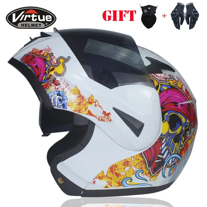

Latest Flip Motorcycle Helmet Motorcycle Dual Lens Full Face Racing Helmet with Internal Sun Visor DOT Approved Cross Helmets