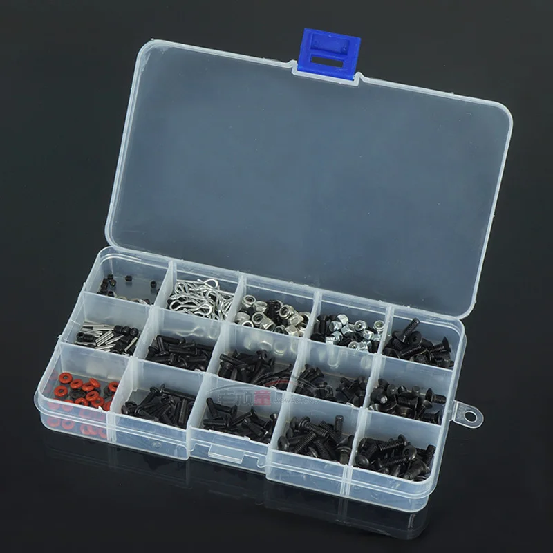 

500PCS/Lot Common Screw Set Assortment Kit Empty Box Suit For Cherry Blossoms D4/Thunder Tiger EMTA/Big E/Big S/slash/727