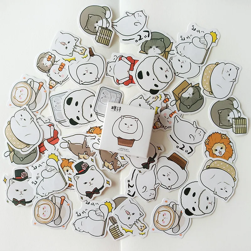 

45pcs/box Cute fat cat sticker Cartoon animal paper decoration sticker diy handmade diary album scrapbooking sticker Arts,Crafts