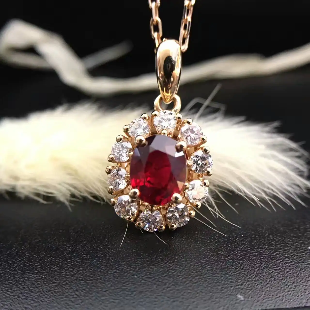 18K Gold 0 772ct Natural Ruby and Pendant font b Necklace b font 0 360ct font