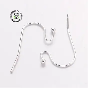 

100pcs Silver Color Brass Hook Earring Earwire for Jewelry Making 22x11mm Lead Free and Cadmium Free