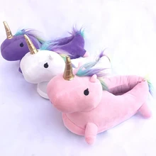 Зимние домашние меховые тапочки; Chausson Licorne; белая обувь; женские тапочки с единорогом; pantuflas unicornio pantoufle femme