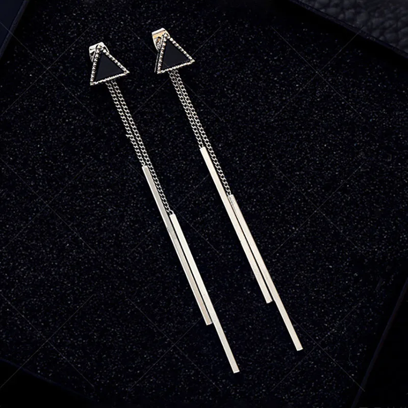 Korea Geometric Triangle Long Tassel Bar Drop Earrings For Women Minimalism Personality Ear Line Dangle Oorbellen Gift EB850